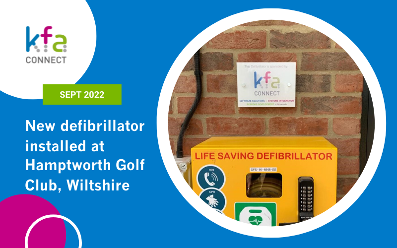 KFA supports new Defribrillator at Hamptworth Golf Club - KFA Connect Provide a New Defibrillator to Hamptworth Golf Club